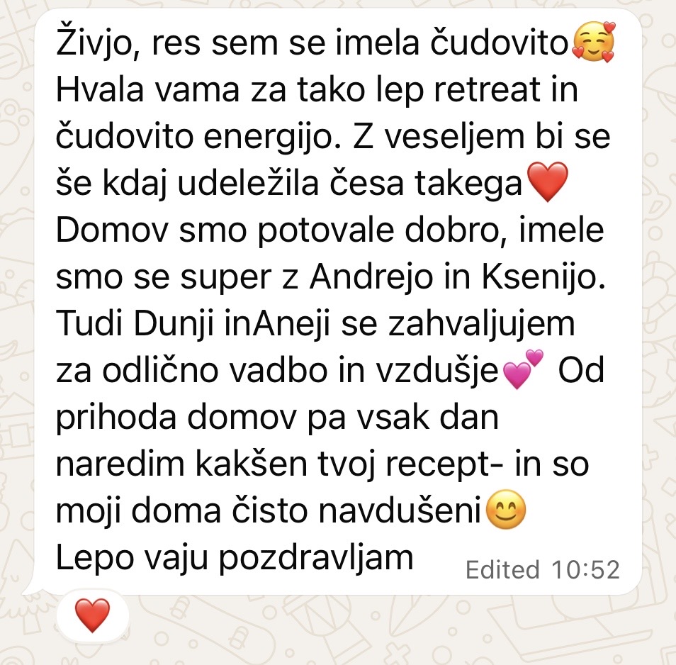 Mnenje udeleženca wellness retreata 2